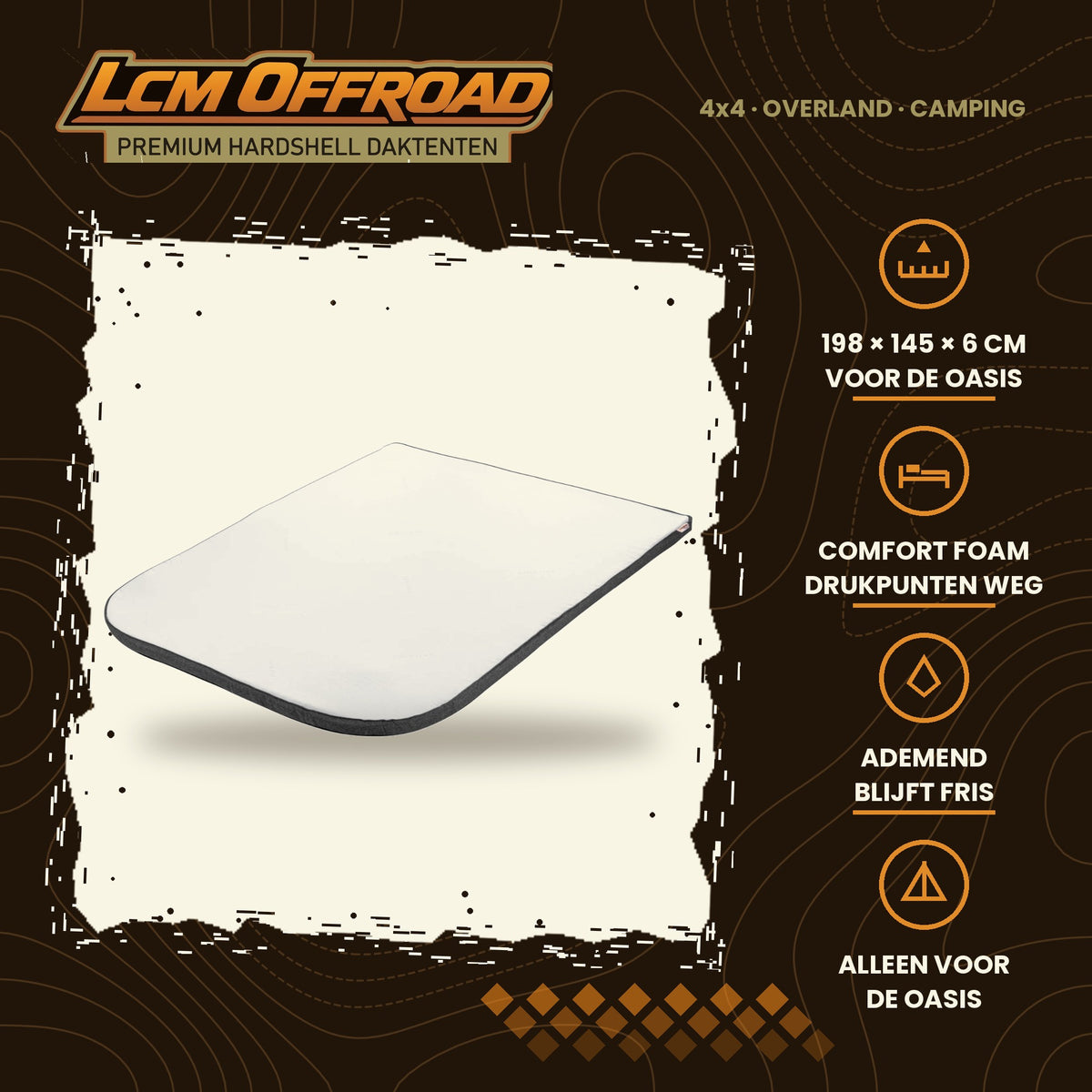 LCM Offroad mattress topper Oasis, 198 × 145 × 6 cm